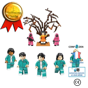 TD® Jeu de calamar 123 figurines en bois du même type de poupées jouets autour de la boîte aveugle, 8 types de blocs de jeu assemblé